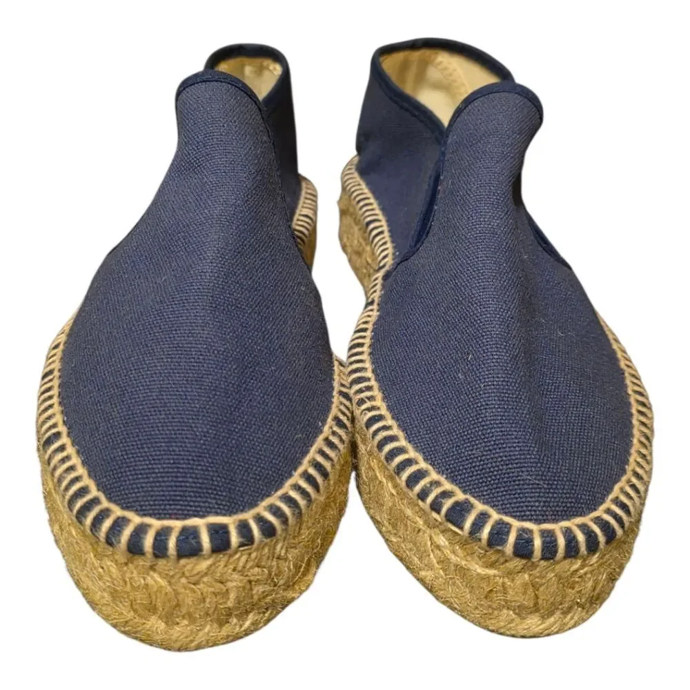 BIANKINA Vegan Organic Navy Slip-On Espadrilles - Size 39 (8)‎